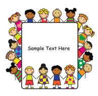 Cartoon kids and white poster