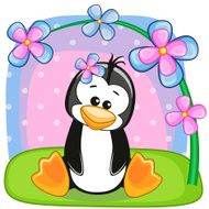 Penguin with flowers