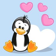 Penguin with hearts