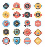 Toy badge banner design flat background set eps10