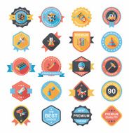 Toy badge banner design flat background set eps10 N2