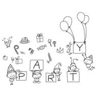 hand drawing abstract cartoon party N4