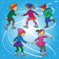 Children skating Christmas season Winter activities