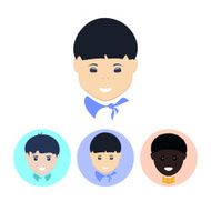 Set icons with european boy asian boy african american boy