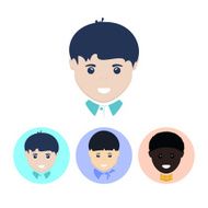 Set icons with european boy asian boy african american boy N2