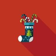 Christmas stocking flat icon with long shadow eps10 N9