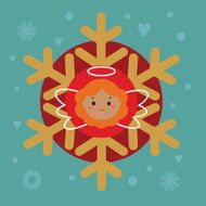 Holiday card with snowflake and angel