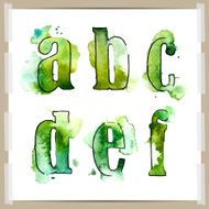 Vector watercolor hand-draw colorful alphabet N2