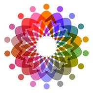 circle of colorful people pictogram