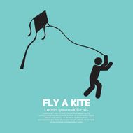 Fly a Kite Black Graphic Symbol Vector Illustration