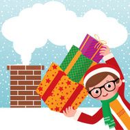 Young Santa Claus with gifts