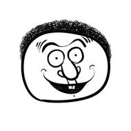 Happy cartoon face black and white lines vector illustration N2