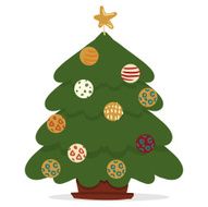 Single Christmas tree isolated on white