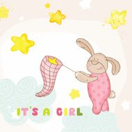 Baby Shower or Arrival Card - with Bunny N5