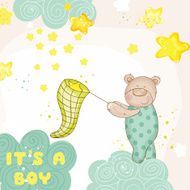Baby Shower or Arrival Card - with Bear N7
