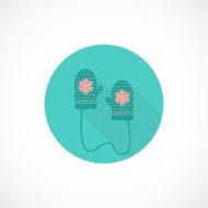 Vector flat icon Mittens with ornament