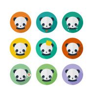 Panda vector icons set in flat design N2