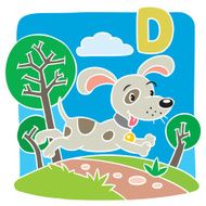 Funny little dog or puppy Alphabet D