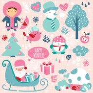 winter season clip art elements