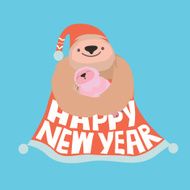 Cute sloth Happy new year card