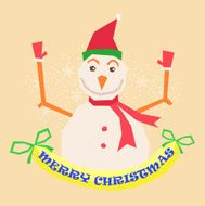 Greeting card Christmas card with happy Snowman