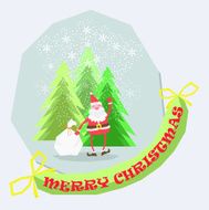 Christmas card with Santa Claus christmas tree