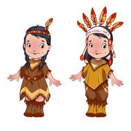 Two cute kids dressed as Indians