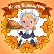 Postcard - Happy Thanksgiving Day Cute Indian N2