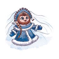 Owl Snow maiden character Vector Watercolor isolated