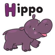 Little funny hippo Alphabet H