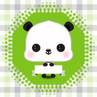 Cartoon cute panda holding a banner with copy space