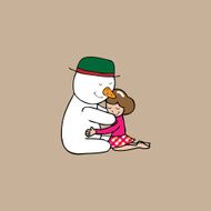 Hug Christmas Snowman and girl