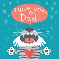 Card happy father&#039;s day with funny tiger cub N2