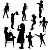 Vector silhouette of children N124