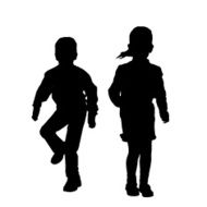 Vector silhouette of children N125