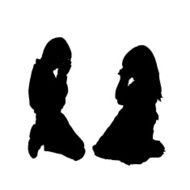 Vector silhouette of children N127