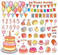 Birthday party elements vector illustration