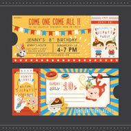 adorable cartoon birthday party invitation template N2