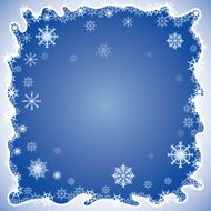 Background with ornamented abstract cartoon silhouette snowflakes