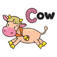 Little funny cow or calf Alphabet C