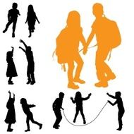 Vector silhouette of children N130