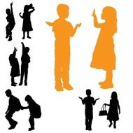 Vector silhouette of children N131