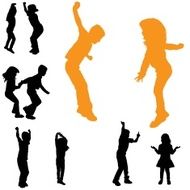 Vector silhouette of children N132