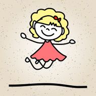 hand drawing abstract cartoon happy kids N11
