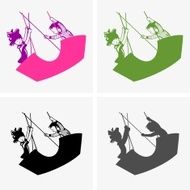 Boy and girl swinging