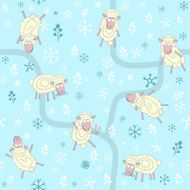 Seamless pattern with funny cartoon sheep N5