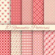 Romantic vector seamless patterns
