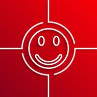 Vector modern white circle icon on red background N2
