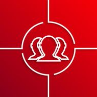 Vector modern white circle icon on red background N3