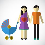 Pregnant woman with husband stylized folded vector illustration